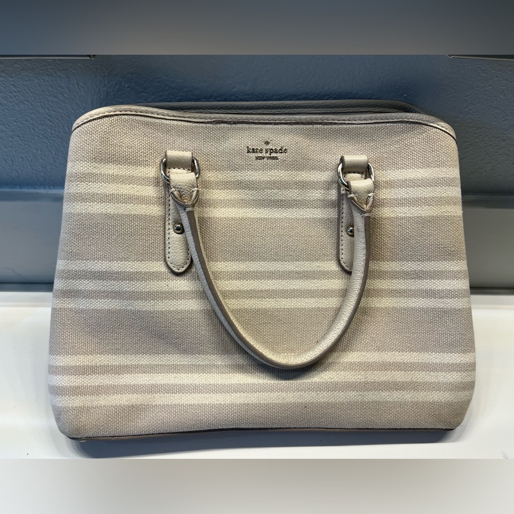 Kate Spade Cream Shoulder Bag with Textured Fabric
